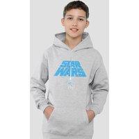 Disney Star Wars Saber Logo Youth Kids Pull-Over Hoodie, Athletic Heather in Grey | Size: 7-8 Years