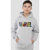 Marvel Logo Characters Youth Kids Pull-Over Hoodie, Athletic Heather in Grey | Size: 9-11 Years