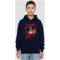 Stranger Things Eddie Munson Raising Hell Youth Kids Pull-Over Hoodie, Navy | Size: 5-6 Years