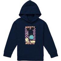 Disney Mickey Mouse Warp Check Youth Kids Pull-Over Hoodie, Navy | Size: 12-13 Years