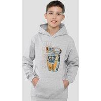 Disney Star Wars The Acolyte Blueprint Pip Droid Youth Kids Pull-Over Hoodie, Athletic Heather in Grey | Size: 9-11 Years