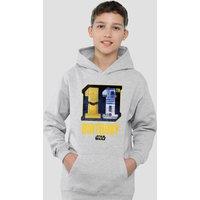 Disney Star Wars C3Po R2D2 11Th Birthday Space Youth Kids Pull-Over Hoodie, Athletic Heather in Grey | Size: 12-13 Years