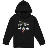 Disney Mickey Mouse Firework New Year Spanish Youth Kids Pull-Over Hoodie, Black | Size: 5-6 Years
