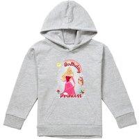 Disney Sleeping Beauty Birthday Princess With Aurora Youth Kids Pull-Over Hoodie, Athletic Heather in Grey | Size: 12-13 Years