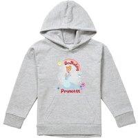 Disney Cinderella Birthday Princess Youth Kids Pull-Over Hoodie, Athletic Heather in Grey | Size: 7-8 Years