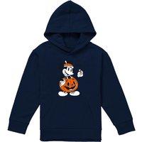 Disney Mickey Mouse Hello Pumpkin Youth Kids Pull-Over Hoodie, Navy | Size: 7-8 Years