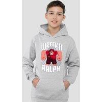 Disney Ralph Pixel Art Youth Kids Pull-Over Hoodie, Athletic Heather in Grey | Size: 5-6 Years