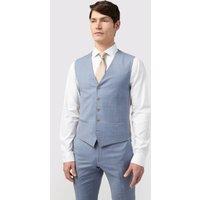 Tailored Fit Italian Blue Windowpane Waistcoat