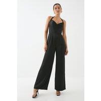 MissPap Women's Satin Cowl Halter Neck Jumpsuit in Black | Size: 6