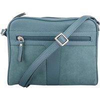 VALITA Women's Genuine Soft Leather Crossbody Shoulder Handbag with Suede Panelling in Aqua