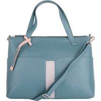 VALITA Women's Womens Premium Soft Genuine Leather Twin Tote Style Shoulder Handbag with Detachable Shoulder Strap - Aqua / Ivory