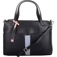 VALITA Women's Womens Premium Soft Genuine Leather Twin Tote Style Shoulder Handbag with Detachable Shoulder Strap - Aqua / Ivory in Black