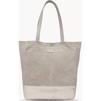 Assots London Women's PAIGE' Metallic + Suede Real Leather Tote Bag in Light Pink