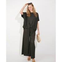CY Women's Oversized Comfort Stretch-Jersey Top & Relaxed-Fit Trousers In Black