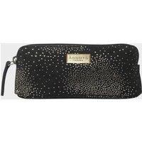 Assots London Women's 'EMILY' Small Black & Yellow Gold Sparkle Leather MakeUp Bag