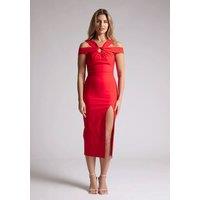 Vesper Women's Strappy Midaxi Dress with Thigh Split in Red | Size: 10
