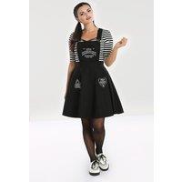 Hell Bunny Women's Samara Pinafore Black Cross Over Adjustable Strap Flared Mini skirt Dress | Size: Medium
