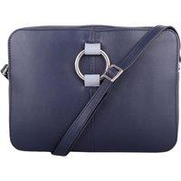 VALITA Women's Genuine Soft Leather Boxy Style Crossbody Shoulder Handbag in Navy