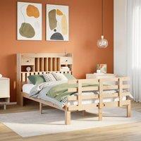 Berkfield Home Bookcase Bed without Mattress 135x190 cm Double Solid Wood Pine in Brown