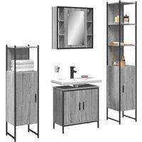 Berkfield Home 4 Piece Bathroom Cabinet Set Grey Sonoma Engineered Wood