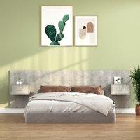 Berkfield Home Bed Headboard with Cabinets Concrete Grey Engineered Wood