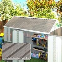 OUTSUNNY Pack of 12 Metal Roofing Sheets for Greenhouse, Grey Wood Effect