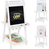 Costway 3-in-1 Double-sided Art Easel Foldable Easel Wooden Drawing Board in White
