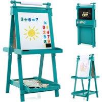 Costway 3-in-1 Double-sided Art Easel Foldable Easel Wooden Drawing Board in Green