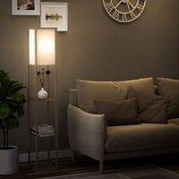 HOMCOM Floor Lamp Reading Lamp with 3-Tier Storage Shelf for Home Office in Beige