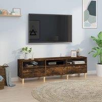 Berkfield Home TV Cabinet Smoked Oak 150x30x44.5 cm Engineered Wood in Brown