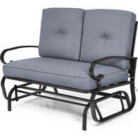 Gymax 2 Seats Outdoor Swing Glider Chair Patio Rocking Loveseat With Cushion in Grey