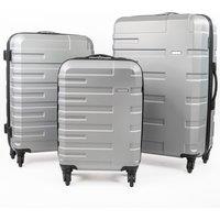 Gino Ferrari Lightweight Hard Shell Suitcases - Wheeled Hold & Cabin Luggage in Silver | Size: 3 Pack