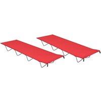 Berkfield Home Camping Beds 2 pcs 180x60x19 cm Oxford Fabric & Steel Red | Size: 180 x 60 x 19 cm