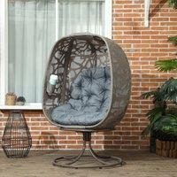OUTSUNNY Foldable Egg Chair with Cushions, Indoor Outdoor Swivel Lounger in Grey