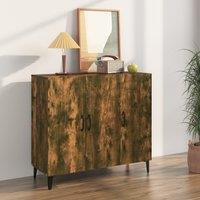 Berkfield Home Sideboard Smoked Oak 90x34x80 cm Engineered Wood in Brown | Size: 90 x 34 x 80 cm