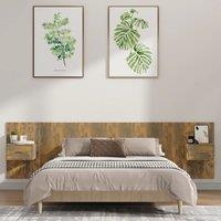 Berkfield Home Bed Headboard with Cabinets Smoked Oak Engineered Wood in Brown
