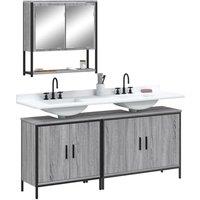 Berkfield Home 3 Piece Bathroom Furniture Set Grey Sonoma Engineered Wood