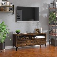 Berkfield Home TV Cabinet Smoked Oak 100x34.5x44.5 cm Engineered Wood in Brown