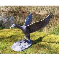 Inspirational Gifting Flying Duck Garden Sculpture Ornament Decor in Bronze