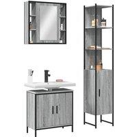 Berkfield Home 3 Piece Bathroom Cabinet Set Grey Sonoma Engineered Wood