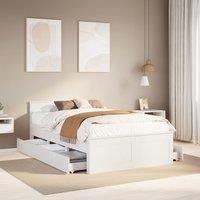 Berkfield Home Bed Frame without Mattress with Headboard White 120x200 cm Solid Wood Pine | Size: Small Double