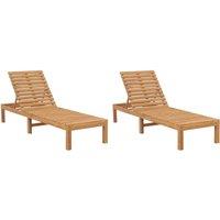Berkfield Home Sun Loungers 2 pcs Solid Wood Teak in Brown