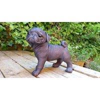 Inspirational Gifting Pug Dog Sculpture Garden Ornament in Bronze