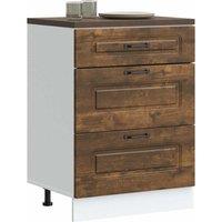 Berkfield Home Kitchen Base Cabinet Kalmar Smoked Oak Engineered Wood in Brown
