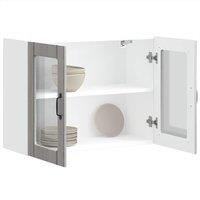 Berkfield Home Kitchen Wall Cabinet with Glass Door Lucca Grey Sonoma Engineered Wood