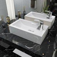 Berkfield Home Basin with Faucet Hole Rectangular Ceramic White 46x25.5x12 cm