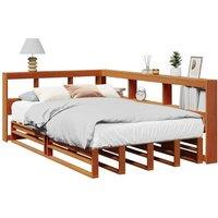 Berkfield Home Bookcase Bed without Mattress Wax Brown 120x190cm Solid Wood Pine | Size: 120x190 cm