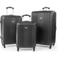 Gino Ferrari Business Travel Hard Shell Suitcase - Lightweight Cabin & Hold Luggage in Black | Size: 3 Pack
