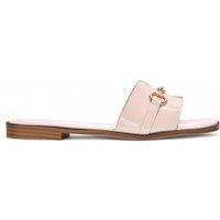 XY London Women's 'Lesley' Square Toe Flat Slider Sandals With Gold Hardware in Nude | Size: 3