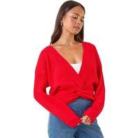 Roman Women's Petite Twist Front Knit Jumper in Red | Size: 18